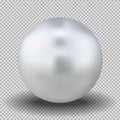 Realistic white pearl. 3D ball on a transparent background. Isolated vector object Royalty Free Stock Photo