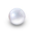 Realistic white pearl with shadow isolated on white background