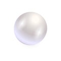 Realistic white pearl with shadow isolated on white background. Shiny oyster pearl for luxury accessories. Sphere shiny sea pearl