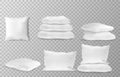 Realistic white pillows side en top view combinations mockup set transparent background Royalty Free Stock Photo