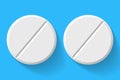 Realistic White Pills and Tablets Isolated on Background