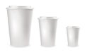 Realistic white plastic cups for cold and hot drinks Royalty Free Stock Photo
