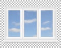 Realistic white plastic window with sky view