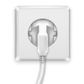 Realistic White Plug and Socket. Vector