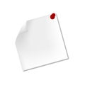 Realistic white reminder note papers with pinned red pin vector Royalty Free Stock Photo