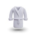Realistic white robe in vertical position. Bathrobe with belt, mockup Royalty Free Stock Photo