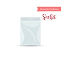 Realistic white sashet for cosmetic product