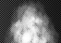 Realistic white smoke on transparent background.