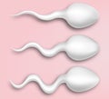 Realistic white sperm. Concept of IVF and fertilization. Vector illustration