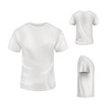 Realistic white t-shirt set on white background. Vector mockup. Royalty Free Stock Photo