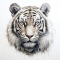 Realistic White Tiger Portrait Tattoo Drawing With High Contrast Royalty Free Stock Photo