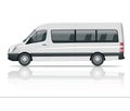 Realistic White Van template Isolated passenger mini bus for corporate identity and advertising. View from side. Royalty Free Stock Photo