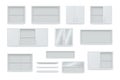 Realistic white wall cabinets and shelves collection vector illustration personal things storage Royalty Free Stock Photo