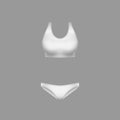 Realistic white woman panties, bikini, sport bra mockup. Classic female underwear. Women clothing