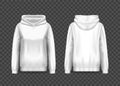 Realistic white women hoody, woman pullover hoodie