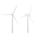 Realistic wind turbine generator vector illustration. Set alternative renewable power generation