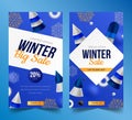 realistic winter sale banners collection vector illustration Royalty Free Stock Photo