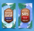 realistic winter sale banners collection vector illustration Royalty Free Stock Photo