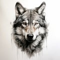 Realistic Wolf Portrait Tattoo Drawing With High Contrast And 3d Effect Royalty Free Stock Photo