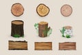 Realistic wood set collection