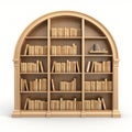 Realistic Wooden Bookshelf With Arched Doorway Design