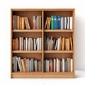 Realistic Wooden Bookshelf: High Resolution Isolated Bookcase For Emancicore Style