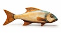 Realistic Wooden Fish Sculpture On White Background Royalty Free Stock Photo