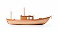 Realistic Wooden Fishing Boat On White Background