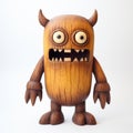 Realistic Wooden Monster Toy With Angry Face - Contemporary Scandinavian Art Royalty Free Stock Photo