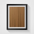 Realistic wooden photo frame on white background. Decoration and Royalty Free Stock Photo