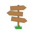 Realistic wooden pointer, billboard, signboard. blank pointer wood texture. Arrow road guidepost. Vector illustration.