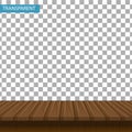 Realistic wooden table on a transparent background. Royalty Free Stock Photo