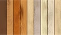 Realistic Wooden Texture Striped Set. Vector