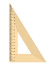 Realistic wooden triangular ruler isolated on white background