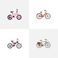 Realistic Working, Retro, Childlike And Other Vector Elements. Set Of Bicycle Realistic Symbols Also Includes Old
