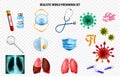 Realistic World Pneumonia Day Transparent Icon Set