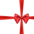 Realistic wrap tie. 3d ribbon satin bow present xmas gifts, celebration christmas holiday birthday red festive rope hair