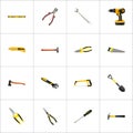 Realistic Wrench, Plumb Ruler, Spanner And Other Vector Elements. Set Of Tools Realistic Symbols Also Includes Shovel