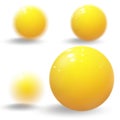 Realistic yellow balls. Yellow blurred glossy spheres. Royalty Free Stock Photo