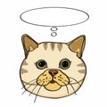 Realistic yellow cat head and thinking balloon Royalty Free Stock Photo