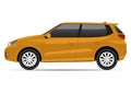 Realistic yellow compact SUV car side view Royalty Free Stock Photo