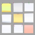 Realistic yellow, green and white memo stickers set. Royalty Free Stock Photo