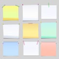 Realistic yellow, green and white memo stickers set. Royalty Free Stock Photo