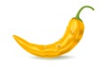 Realistic yellow hot chili pepper with drops, hot spice