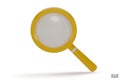 Realistic yellow Magnifying glass with shadow isolated on white background. Lupe 3d in a realistic style. Search vector icon. Royalty Free Stock Photo