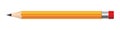 Realistic yellow pencil sharpened with a red rubber band Royalty Free Stock Photo