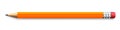 Realistic yellow pencil sharpened with a red rubber on white background - vector