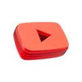 Realistic YouTube sign icon on the white glossy background 3d render concept