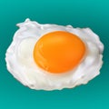 Realistic yummy fried egg on a blue background