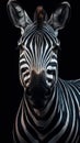 Realistic Zebra on Dark Background AI Generated